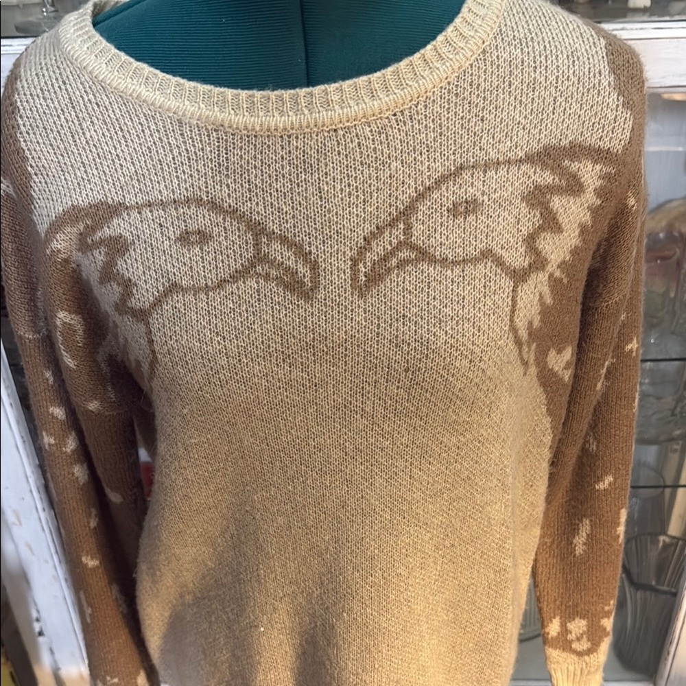 Eagle Patterned Beige Sweater - image 4